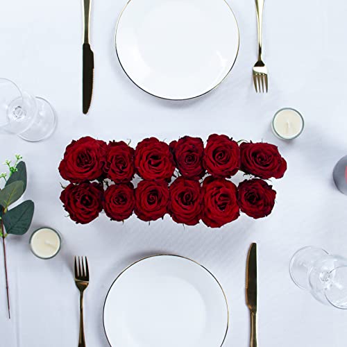 LOYWREE Flower Vase Acrylic Rectangular Floral Centerpiece for Dining Table - 12 Inches Long Rectangle Vase - Clear Vases for Home Decor Wedding(Flowers not Included)