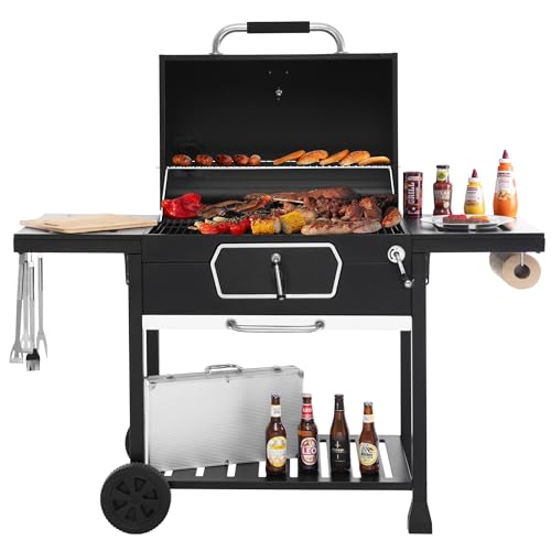 Royal Gourmet 30-Inch Charcoal Grill with Side Tables