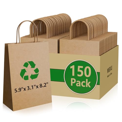 150 Pack Small Paper Gift Bags with Handles