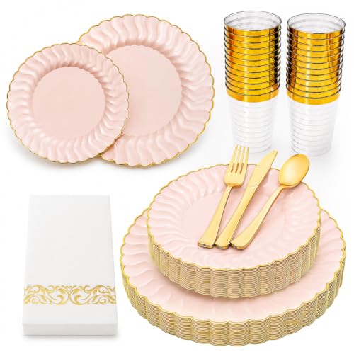 175 Piece Disposable Plastic Dinner and Dessert Plates Set