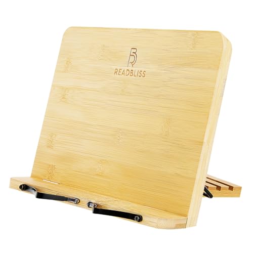 Bamboo Book Stand Adjustable Holder for Books Laptops Cookbooks