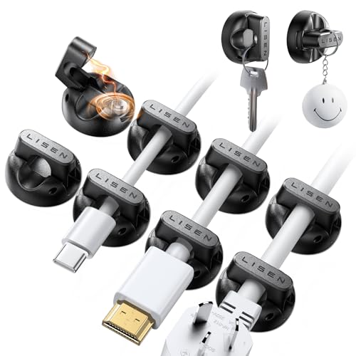 10 Pack LISEN Magnetic Cord Holders Cable Management Clips