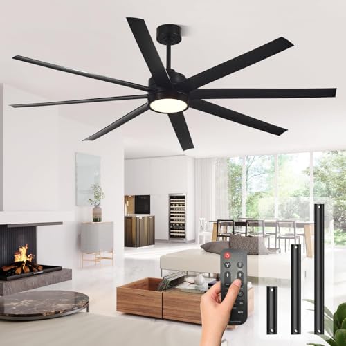 72 Inch Ceiling Fan with Light and Remote, Dimmable