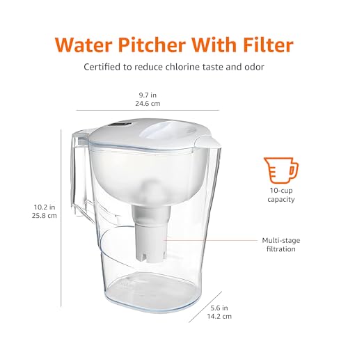 10-Cup Water Filter Pitcher by Amazon Basics