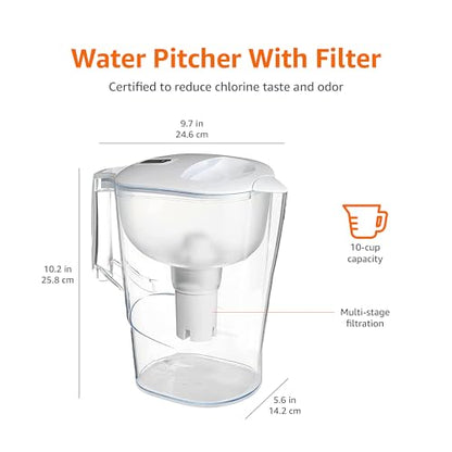 10-Cup Water Filter Pitcher by Amazon Basics
