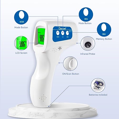 Berrcom Non Contact Forehead Thermometer Digital No-Touch Infrared Thermometer 3 in 1 for Adults and Kids Fever Check Thermometer Temperature Gun for Baby