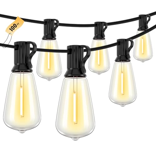 100FT LED Outdoor String Lights with 52 Bulbs