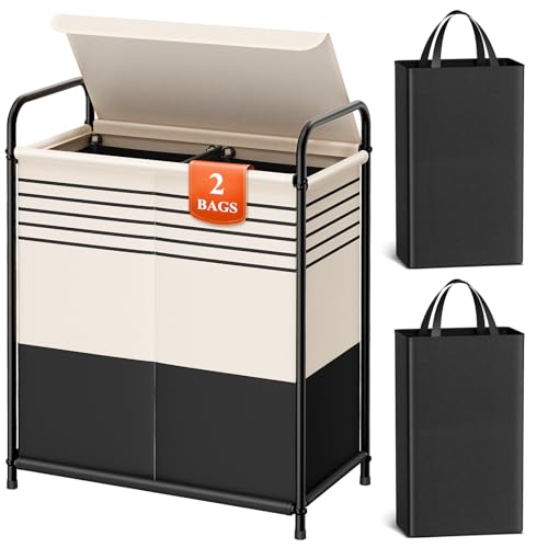 120L Double-Section Laundry Hamper with Lid