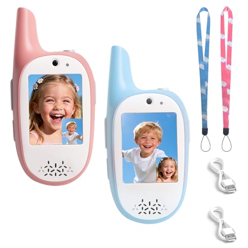 2 Pack Rechargeable 720P Video Kids Walkie Talkies
