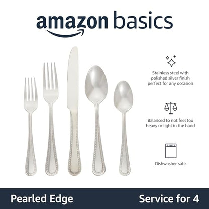 Amazon Basics 20-Piece Stainless Steel Flatware Set