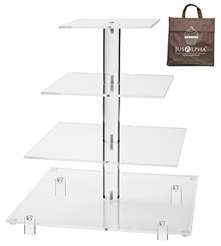 4 Tier Acrylic Cupcake Stand Square Dessert Tower