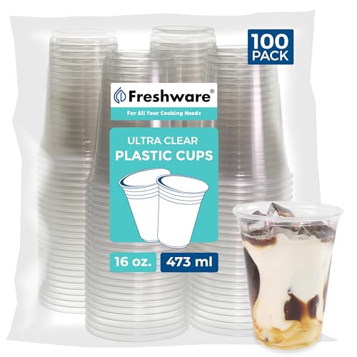 100 Count Heavy Duty 16 oz Disposable Plastic Cups