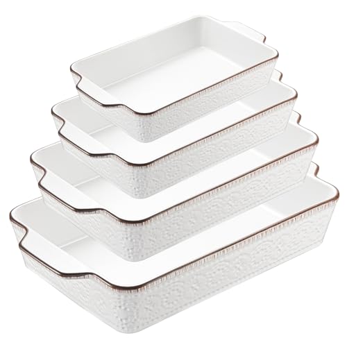 4 Piece Ceramic Rectangular Baking Dish Set