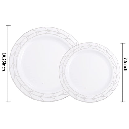 100 Pack Disposable Plastic Party Plates Set