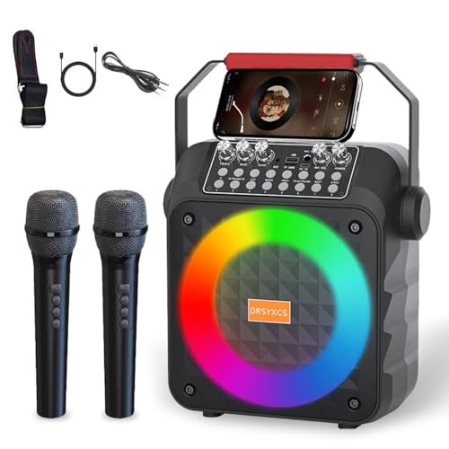 2 Wireless Microphone Karaoke Machine Bluetooth Speaker System