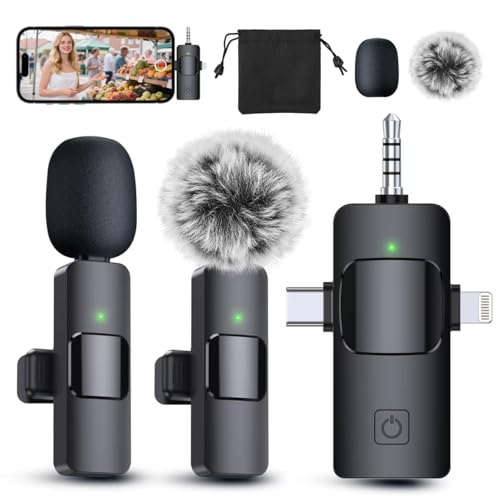 3 in 1 Wireless Lavalier Microphone for Recording