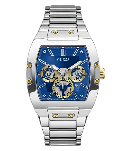 GUESS Men's 43mm Watch - Silver Tone Bracelet Blue Dial Silver Tone Case