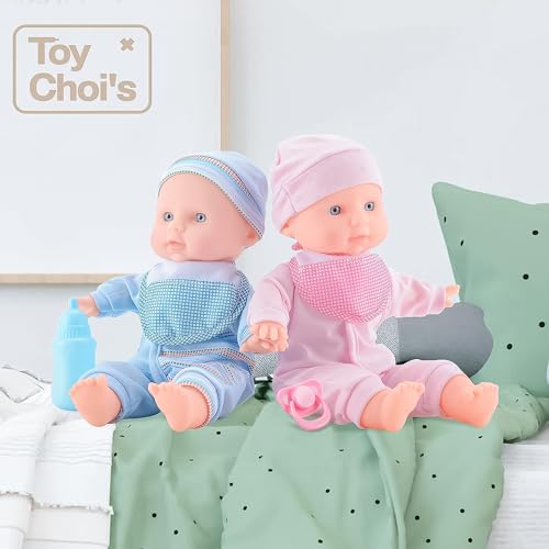 Twin Baby Dolls Playset with Accessories for Kids