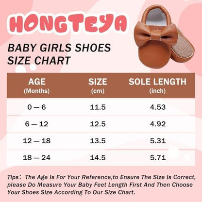 HONGTEYA Flower Print Baby Moccasins with Bow