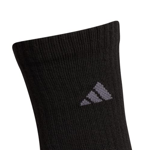 adidas Kids-Boy's/Girl's Cushioned Angle Stripe Crew Socks (6-Pair), Black/Onix Grey/Night Grey, Medium