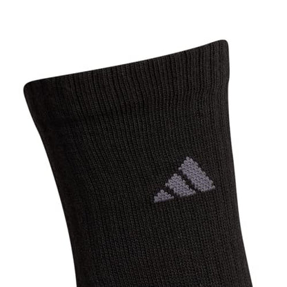 adidas Kids-Boy's/Girl's Cushioned Angle Stripe Crew Socks (6-Pair), Black/Onix Grey/Night Grey, Medium