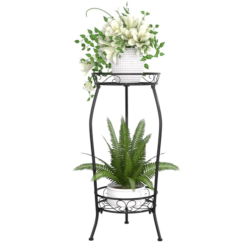 2 Tier Metal Outdoor Indoor Plant Stand Heavy Duty