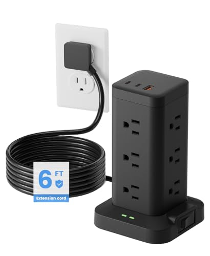 Fast Charging Power Strip Tower with USB-C and USB