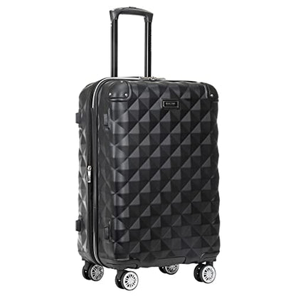 Kenneth Cole REACTION Diamond Tower Collection Lightweight Hardside Expandable 8-Wheel Spinner Travel Luggage, Black, 3-Piece Set (20", 24", & 28")