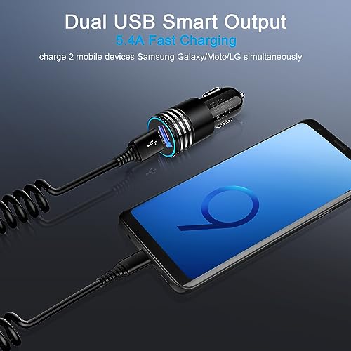 30W QC3.0 Android Car Phone Charger C Type USB C Car Adapter Plug with 3FT Android Auto Coiled USB C Cable Fast Charging for Samsung Galaxy A05S/A54/A34/A33/A14/A53/A13/A03S/A23/A24/S23 S22 Ultra/S23+