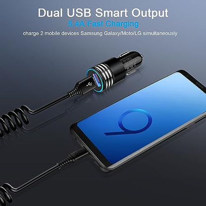 30W QC3.0 Android Car Phone Charger C Type USB C Car Adapter Plug with 3FT Android Auto Coiled USB C Cable Fast Charging for Samsung Galaxy A05S/A54/A34/A33/A14/A53/A13/A03S/A23/A24/S23 S22 Ultra/S23+