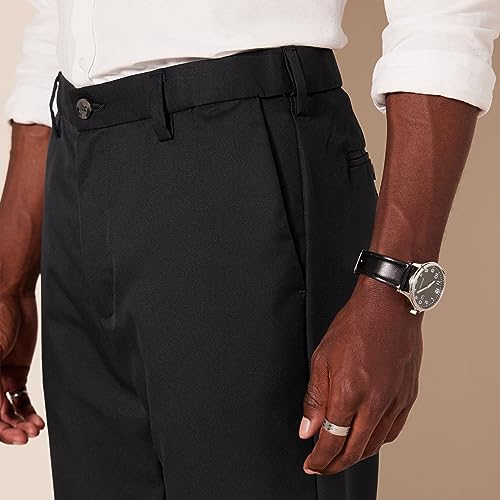 Amazon Essentials Men's Classic-Fit Expandable-Waist Flat-Front Dress Pant, Black, 31W x 29L
