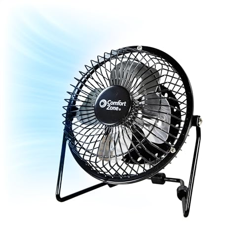 4-Inch USB Desk Fan, All-Metal, Adjustable Tilt