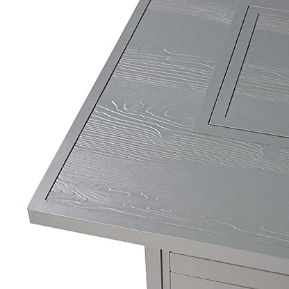 Oakland Living Rectangular 48 in. x 36 in. Aluminum Propane Fire Pit Table, Glass Beads, Two Covers, Lid, 57,000 BTUs in Grey Finish