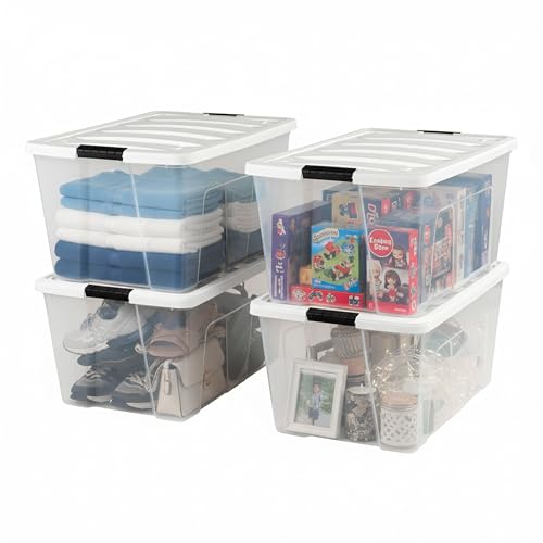 4 Pack IRIS USA 94 Qt Plastic Storage Bins