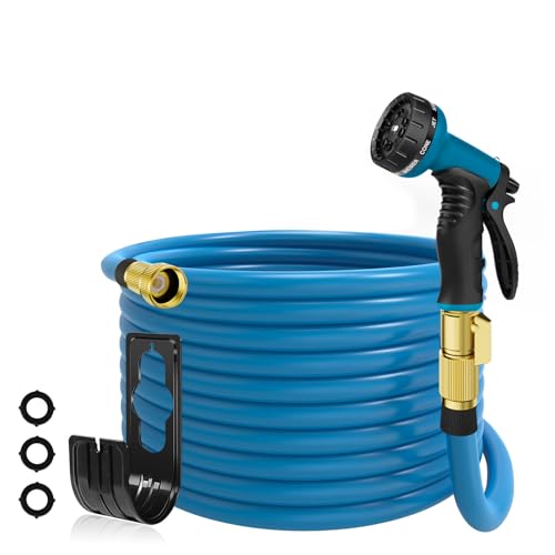 25ft Flexible Garden Hose with 10 Spray Nozzle