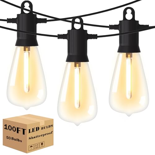100 ft Outdoor String Lights, LED Patio Waterproof Set