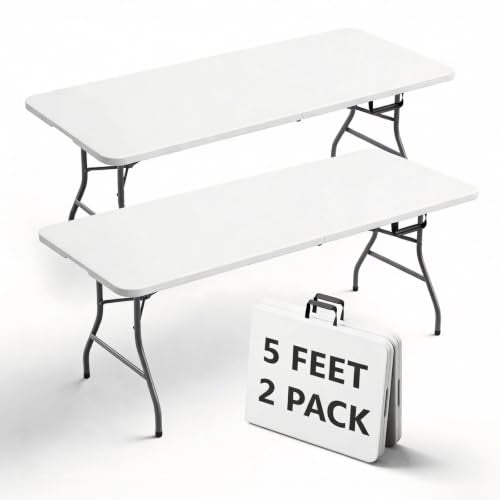 2 Pack Folding 5FT Heavy Duty Plastic Tables