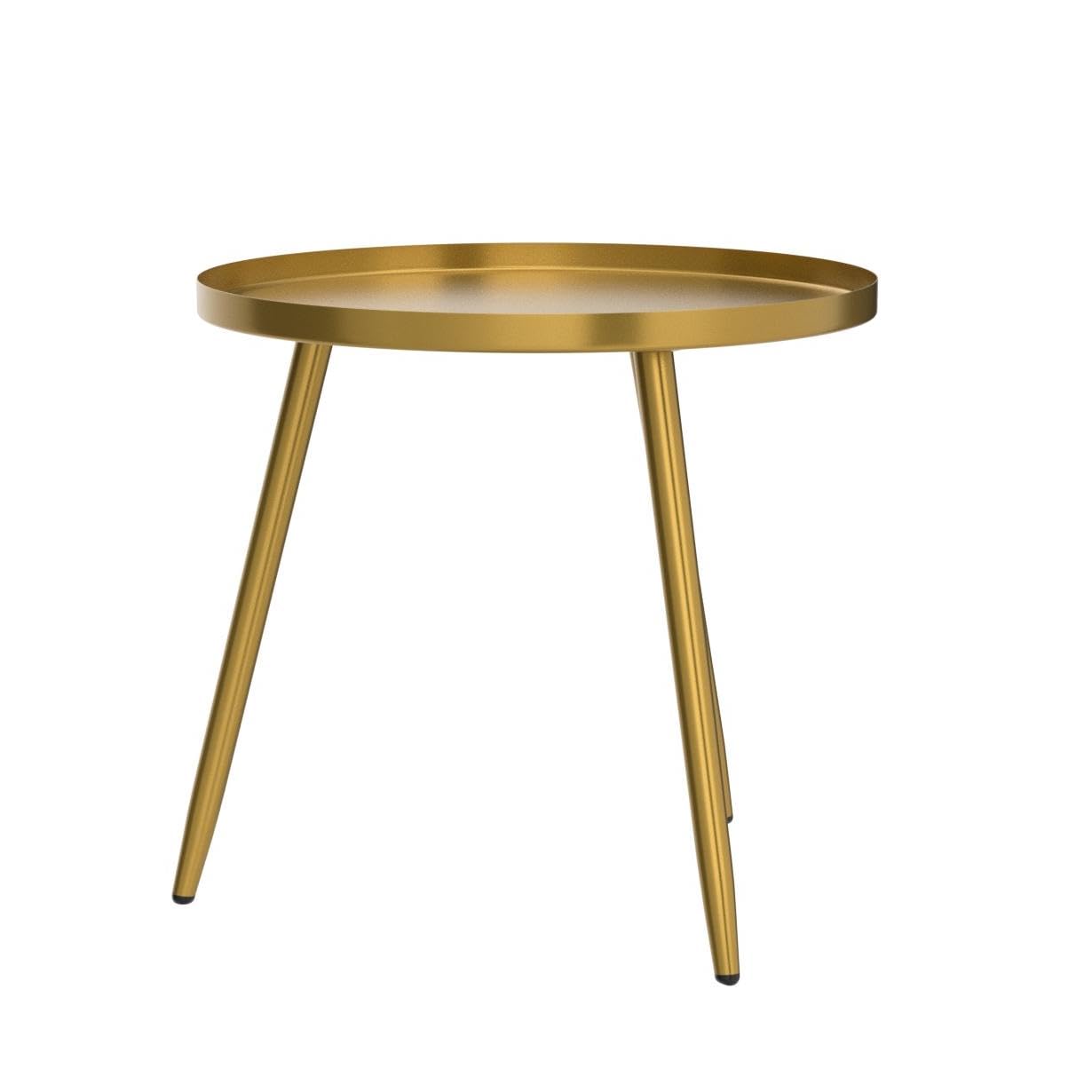 AOJEZOR Gold End Table, Ideal for Any Room-Side Tables Living Room,Bedroom, Gold Plant Stand Balcony, Metal Structure Indoor & Outdoor,Gold Tray with 3 Legs