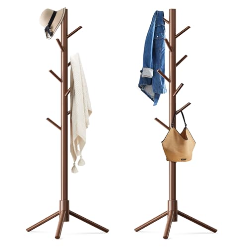 2 Pack Adjustable Freestanding Wooden Coat Rack