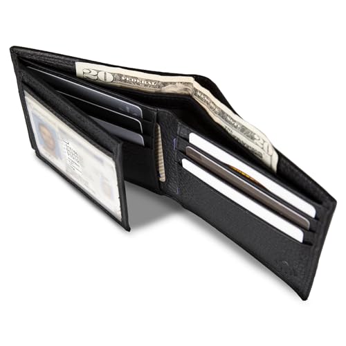 WOLVERINE Men's RFID Blocking Rugged Bifold & Passcase Wallets (Avail in Cotton Canvas Or Leather), Marquette-Black, One Size