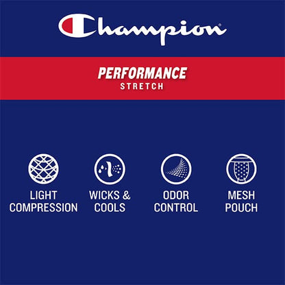Champion Men's Cotton Stretch Boxer Briefs, Black
