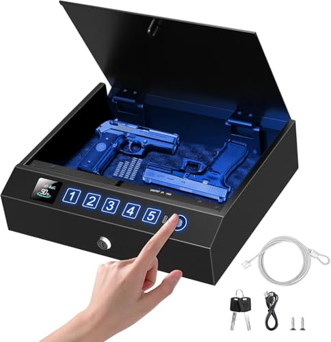 Biometric Fingerprint Handgun Safe with Keypad and Key