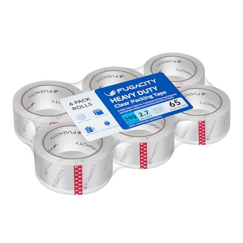 6 Pack Heavy Duty Packing Tape, 2.7 Mil, 65 Yards