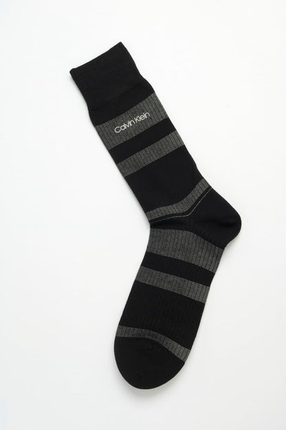 Calvin Klein Men's Dress Socks - Luxury and Egyptian Cotton Blend Dress Socks (2 Pair), Size 7-12, Black Stripe