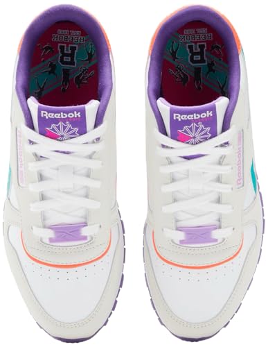 Reebok Kid's Classic Leather Sneaker, Barely Grey/Dynamic Purple/Bold Pink, 1 US Unisex Little