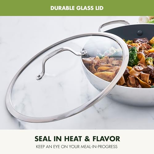 GreenPan 12" Tri-Ply Stainless Steel Wok with Lid
