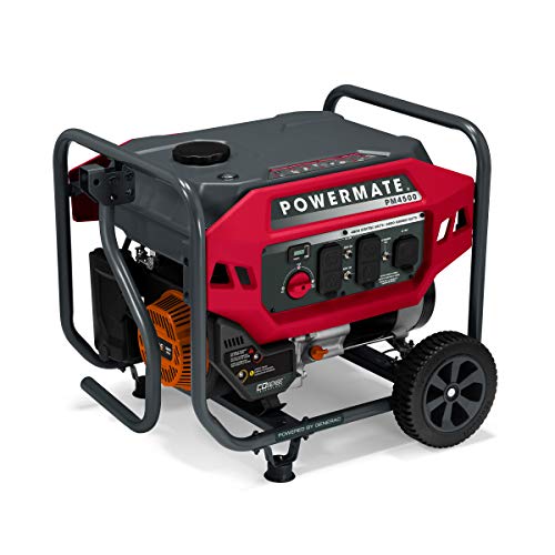 Powermate PM4500 4,500-Watt Gas-Powered Portable Open Frame Generator - COsense Technology - Quiet Operation - Ideal for Home, Camping, RV and Outdoor Activites - Engine Powered by Generac - 50 State