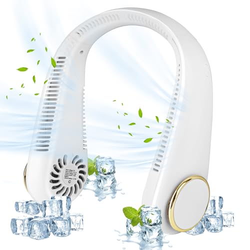 NHOWIN Neck Fan, Neck Fans that Blow Cold Air Bladeless Portable Neck Fan 4000mAh Battery for 4-10H Cooling Quiet Personal Fan for Indoor Outdoor Travelling 3 Wind Speeds Neck Fan Rechargeable Gift