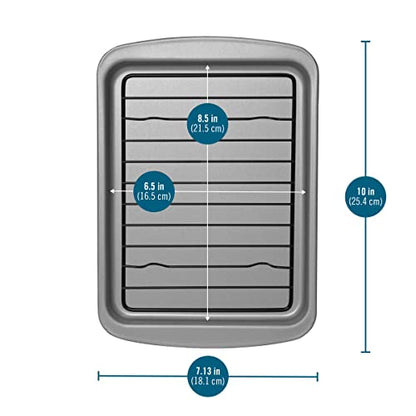 Ovenstuff Set of Two Nonstick Mini Cookie Pan with Rack Set, 8.5" x 6.5", Gray, HG256R-AZ