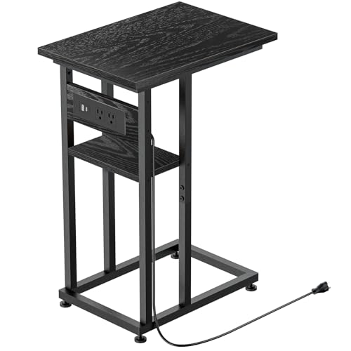 Side Table with Charging Station, USB-C and Outlets